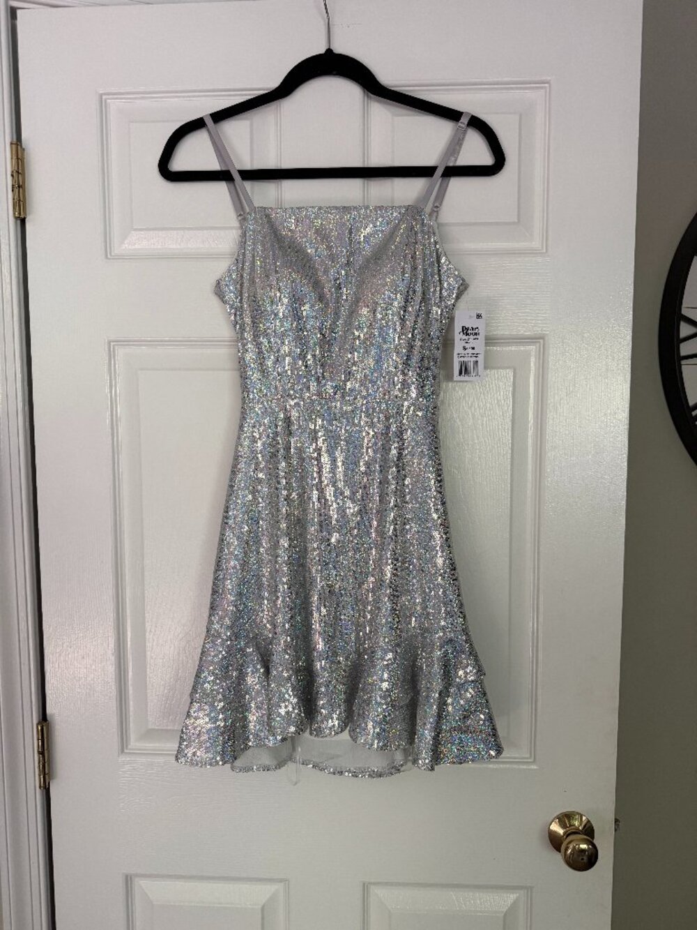 Silver Sequin Disco Party Dress